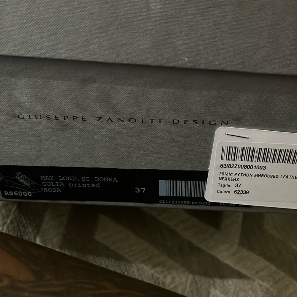 Pink And White Python Embossed Leather Sneaker - image 1